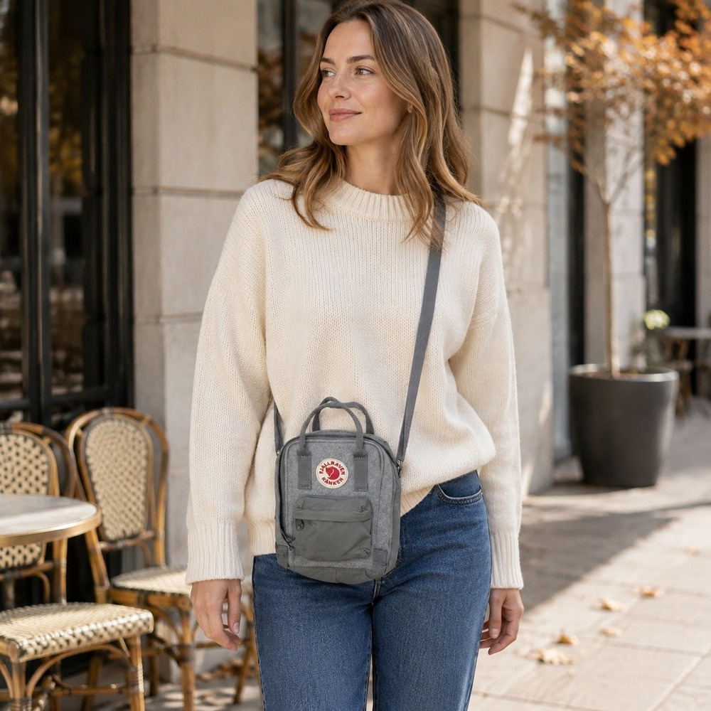 Fjallraven Kanken Re-Wool Sling Bag Granite Grey Recycled Wool Crossbody 23329